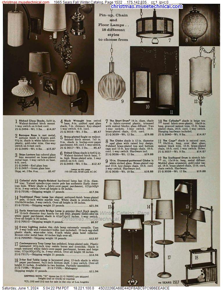 1965 Sears Fall Winter Catalog, Page 1522