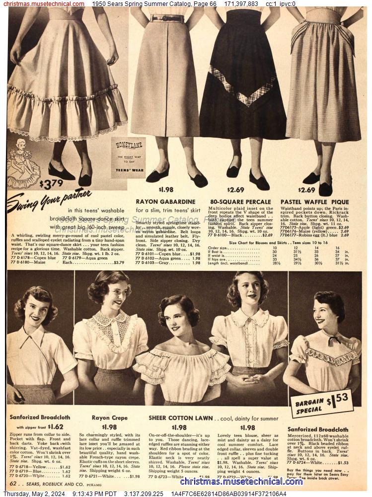 1950 Sears Spring Summer Catalog, Page 66