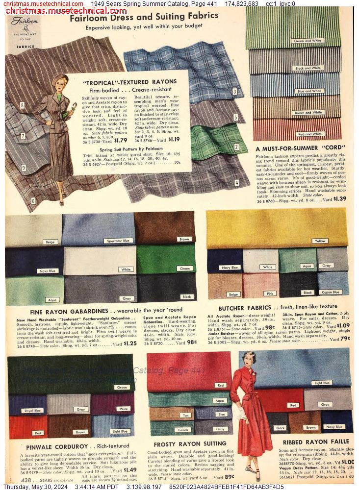 1949 Sears Spring Summer Catalog, Page 441