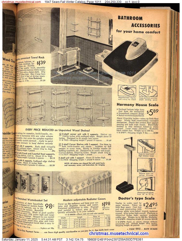 1947 Sears Fall Winter Catalog, Page 1011