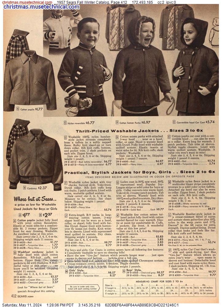 1957 Sears Fall Winter Catalog, Page 412