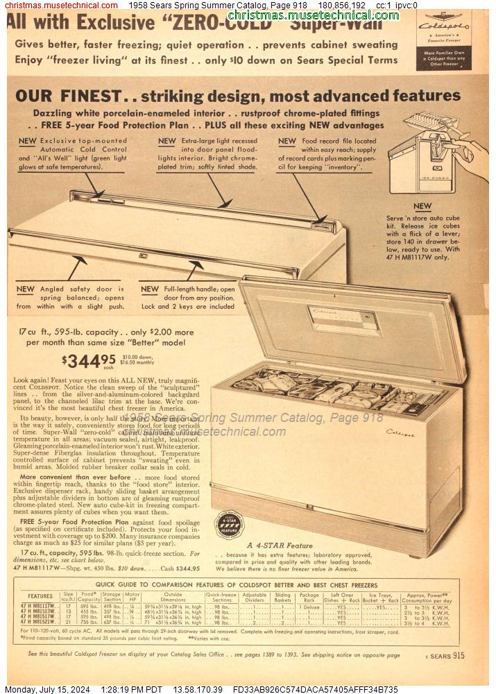 1958 Sears Spring Summer Catalog, Page 918