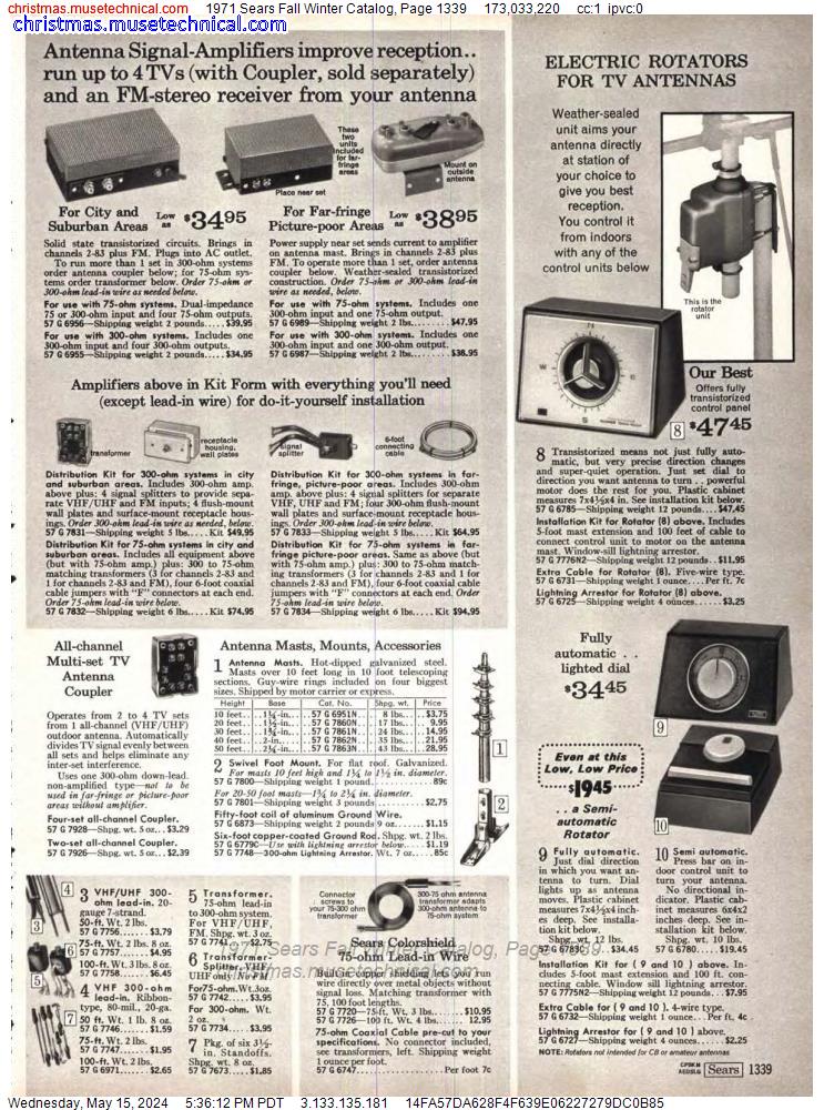 1971 Sears Fall Winter Catalog, Page 1339