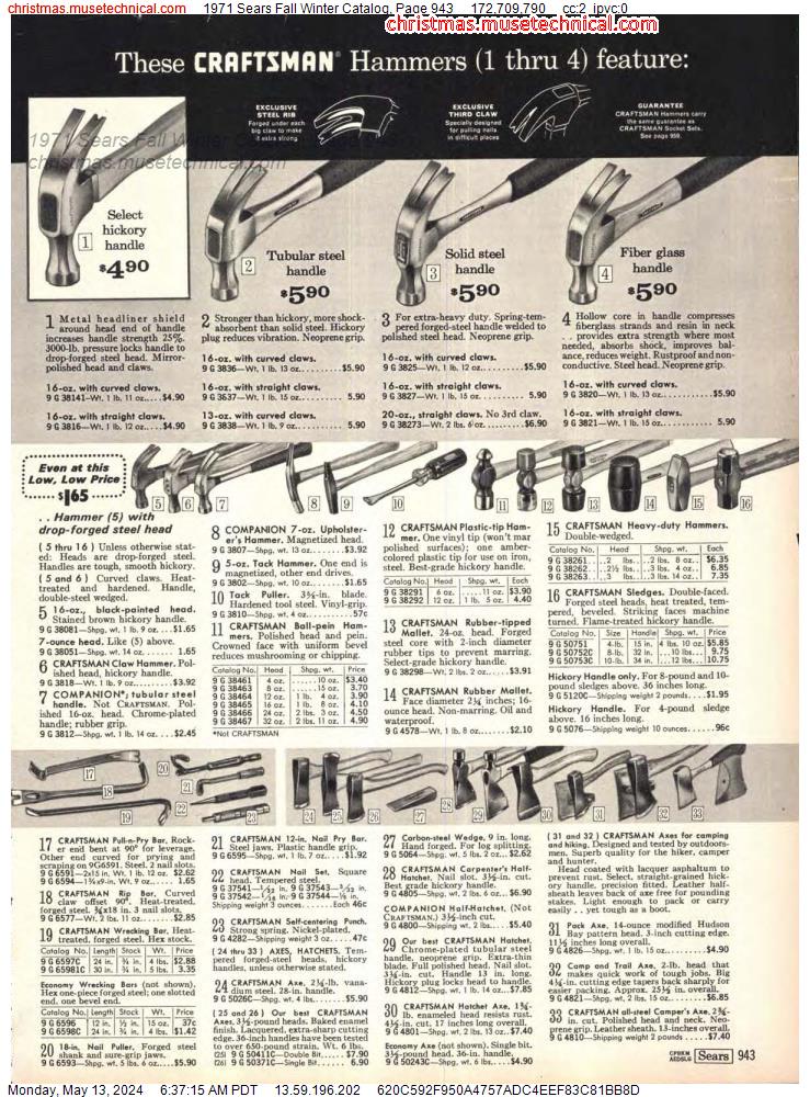 1971 Sears Fall Winter Catalog, Page 943