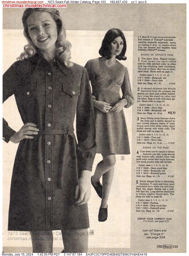 1973 Sears Fall Winter Catalog, Page 103