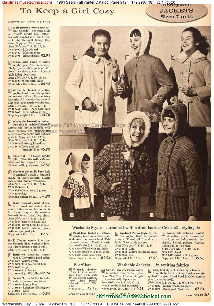 1961 Sears Fall Winter Catalog, Page 342