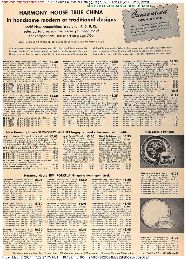 1955 Sears Fall Winter Catalog, Page 769