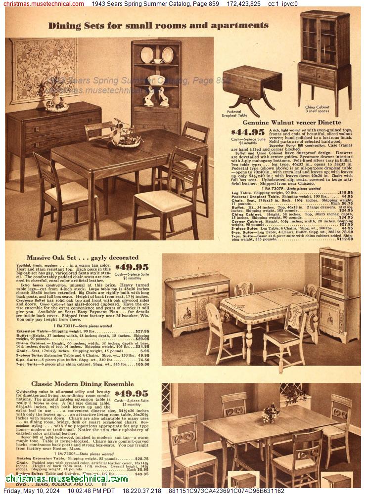 1943 Sears Spring Summer Catalog, Page 859