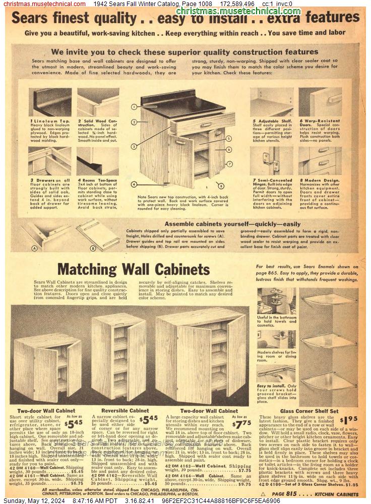 1942 Sears Fall Winter Catalog, Page 1008