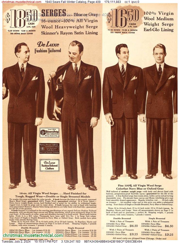 1940 Sears Fall Winter Catalog, Page 409
