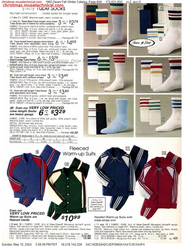 1983 Sears Fall Winter Catalog, Page 609