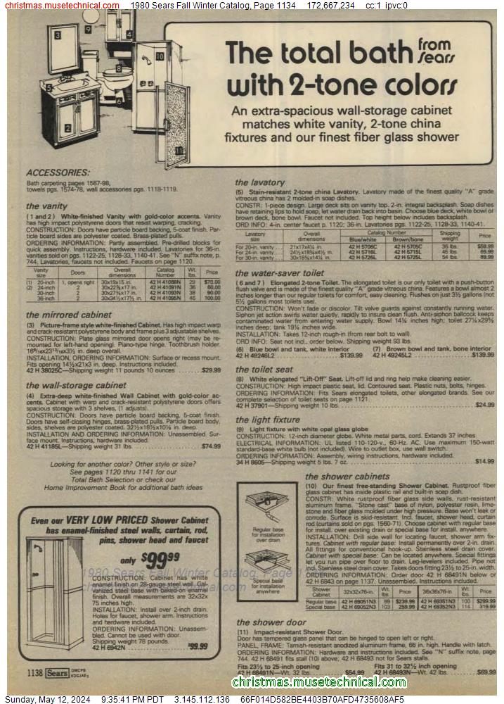 1980 Sears Fall Winter Catalog, Page 1134