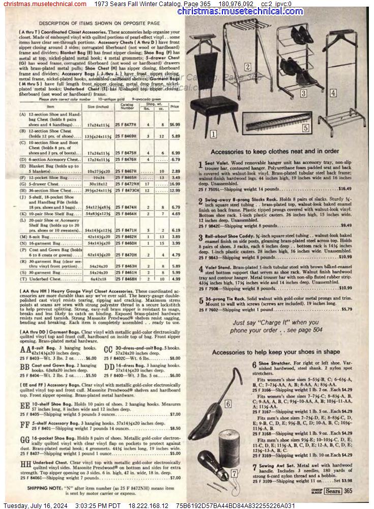 1973 Sears Fall Winter Catalog, Page 365