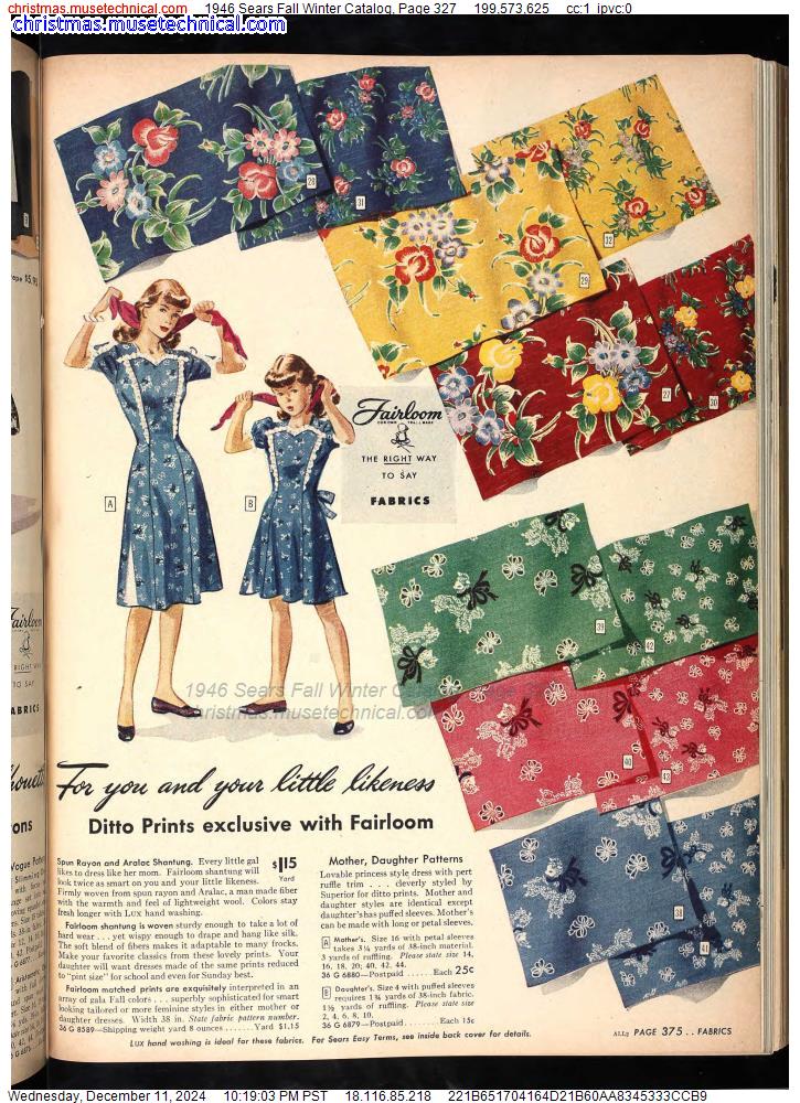 1946 Sears Fall Winter Catalog, Page 327