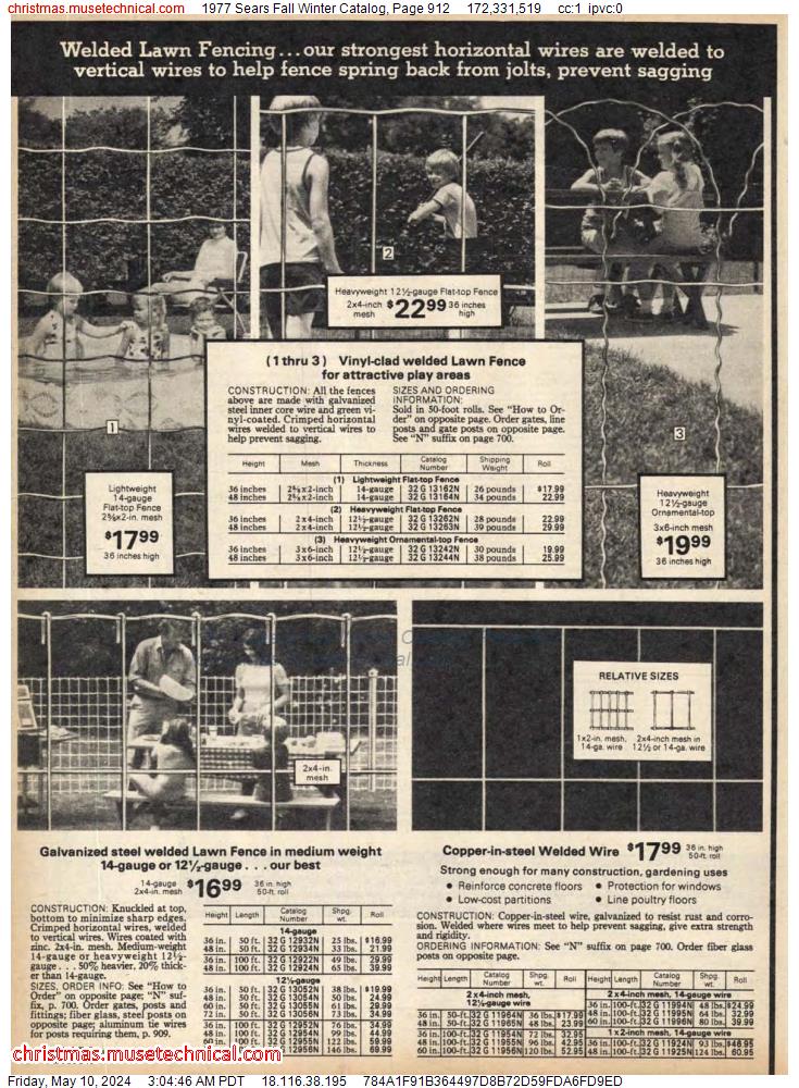 1977 Sears Fall Winter Catalog, Page 912