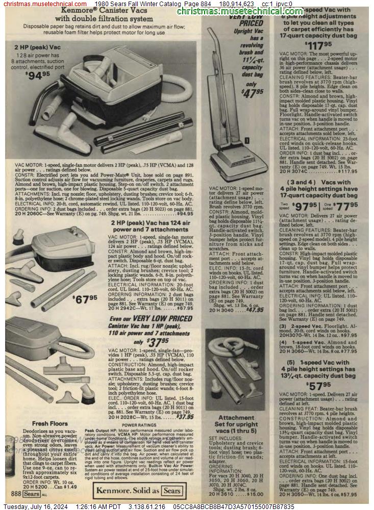 1980 Sears Fall Winter Catalog, Page 884