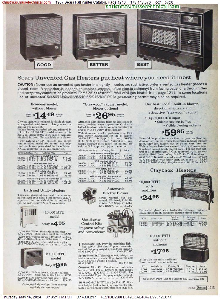 1967 Sears Fall Winter Catalog, Page 1210