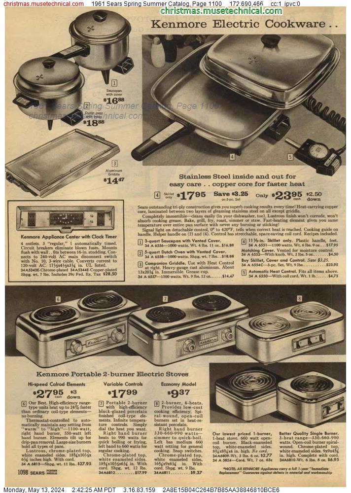 1961 Sears Spring Summer Catalog, Page 1100