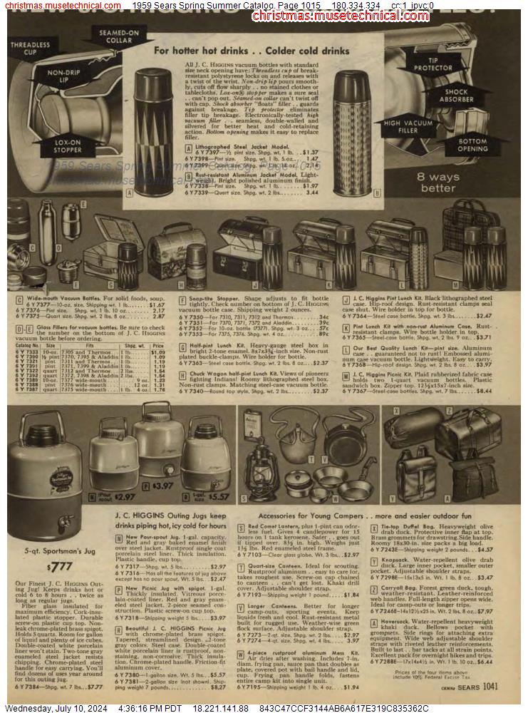 1959 Sears Spring Summer Catalog, Page 1015