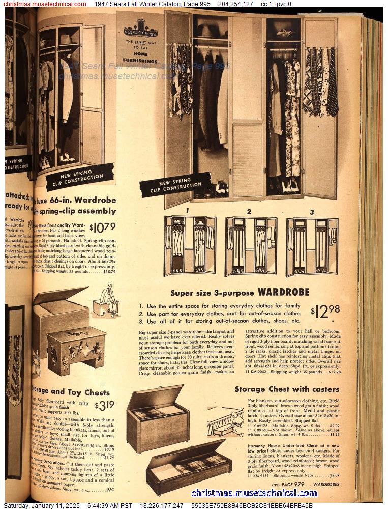 1947 Sears Fall Winter Catalog, Page 995