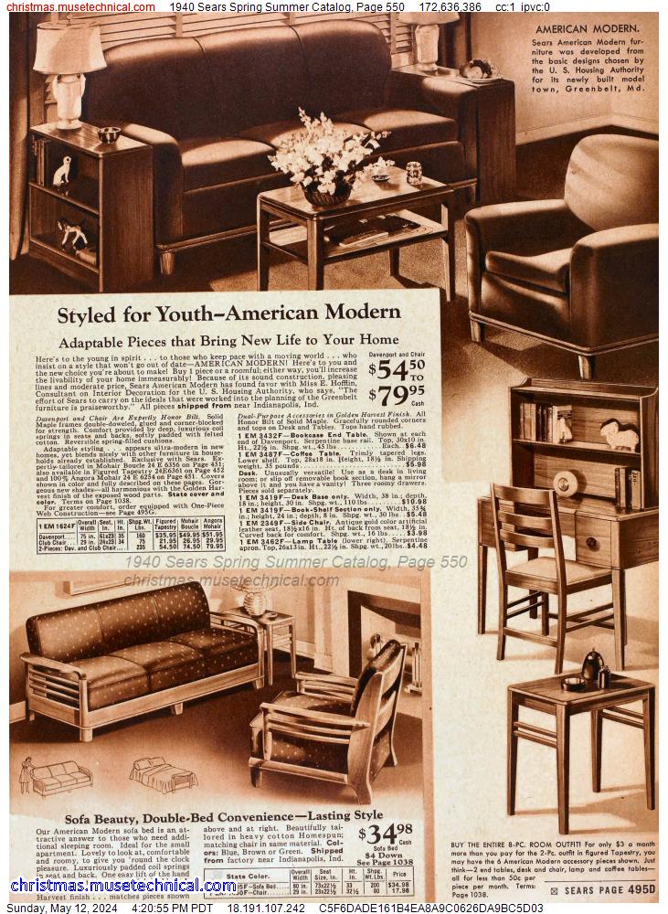 1940 Sears Spring Summer Catalog, Page 550