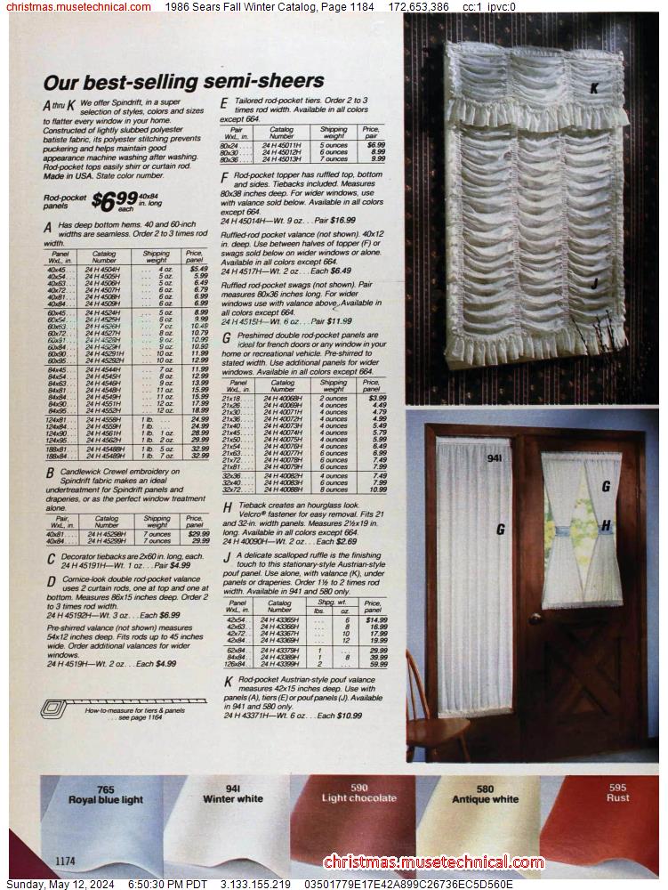1986 Sears Fall Winter Catalog, Page 1184