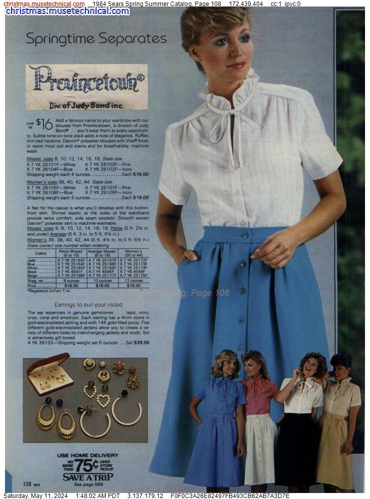 1984 Sears Spring Summer Catalog, Page 108