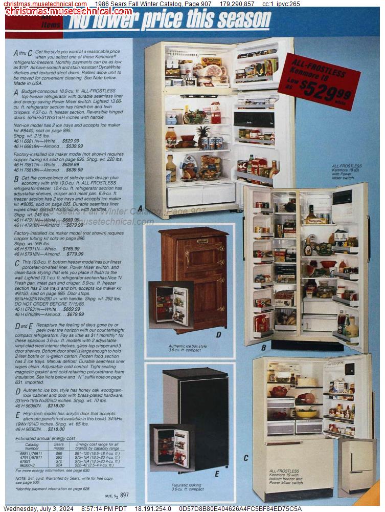 1986 Sears Fall Winter Catalog, Page 907