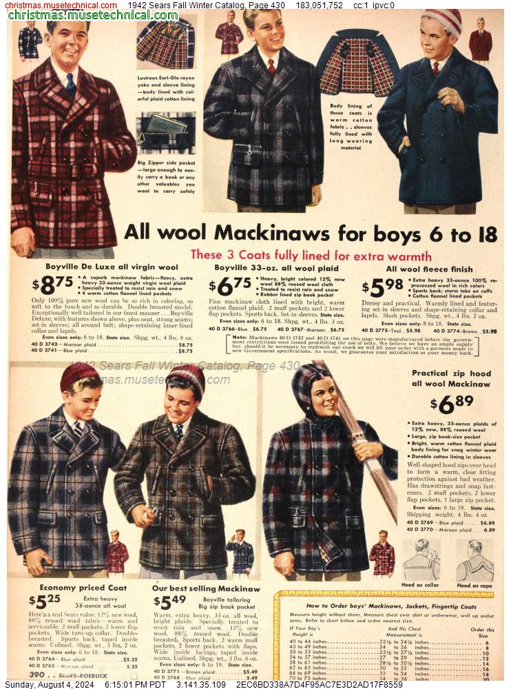 1942 Sears Fall Winter Catalog, Page 430