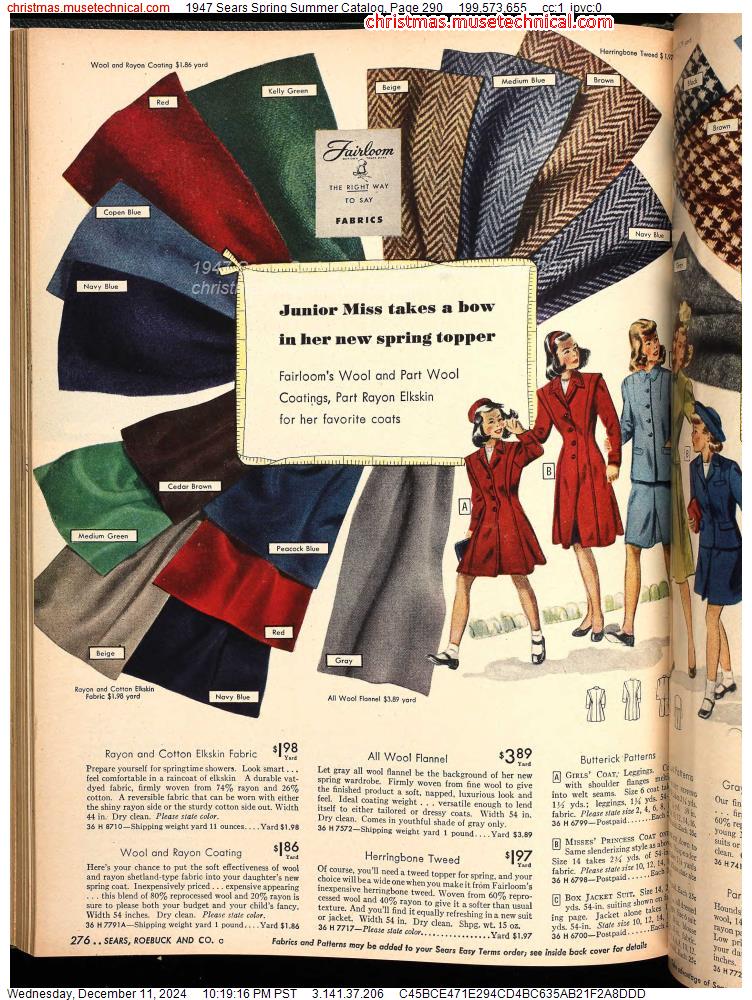 1947 Sears Spring Summer Catalog, Page 290