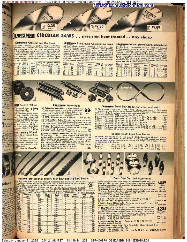 1947 Sears Fall Winter Catalog, Page 1141