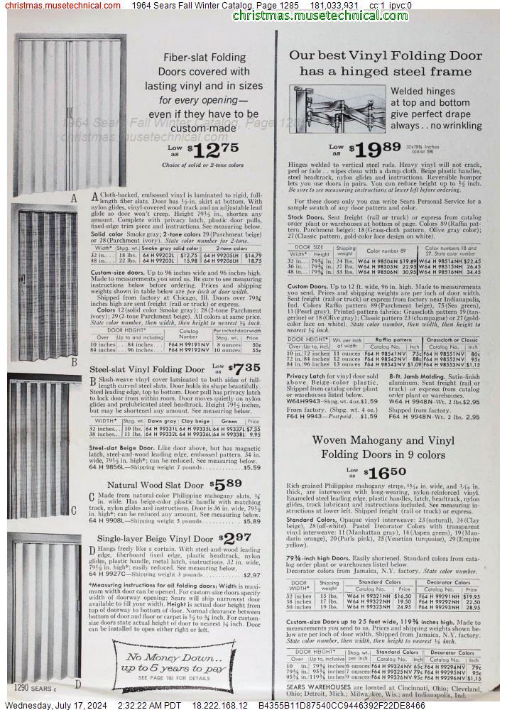 1964 Sears Fall Winter Catalog, Page 1285