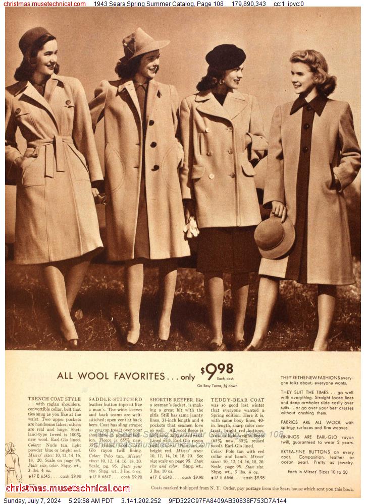 1943 Sears Spring Summer Catalog, Page 108
