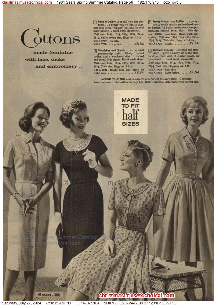 1961 Sears Spring Summer Catalog, Page 56