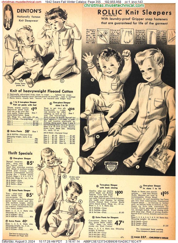 1942 Sears Fall Winter Catalog, Page 355