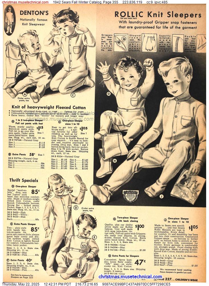 1942 Sears Fall Winter Catalog, Page 355