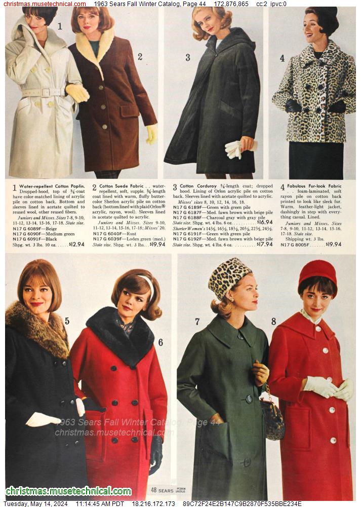1963 Sears Fall Winter Catalog, Page 44