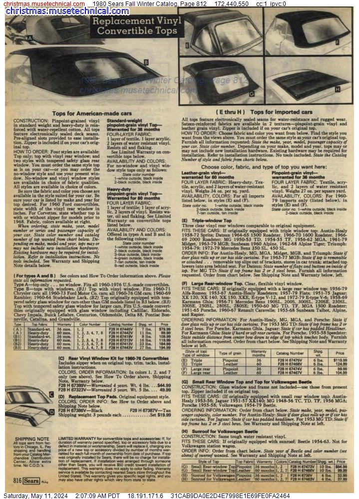 1980 Sears Fall Winter Catalog, Page 812