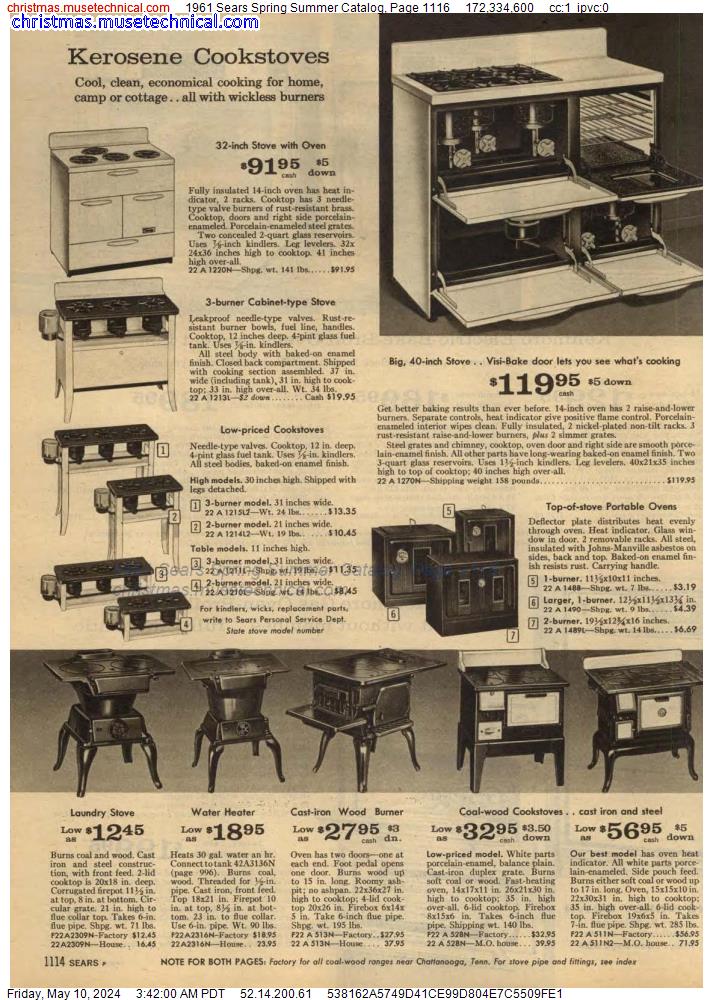 1961 Sears Spring Summer Catalog, Page 1116