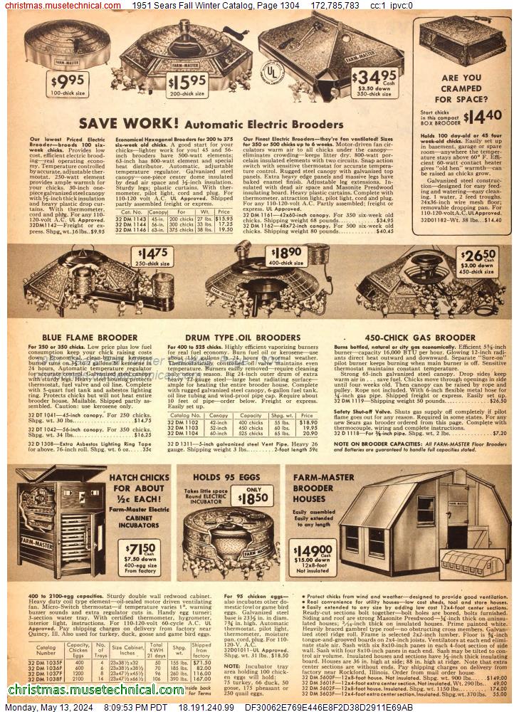 1951 Sears Fall Winter Catalog, Page 1304