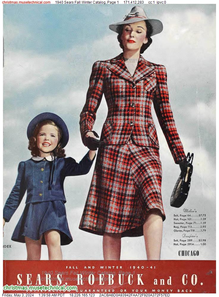 1940 Sears Fall Winter Catalog, Page 1