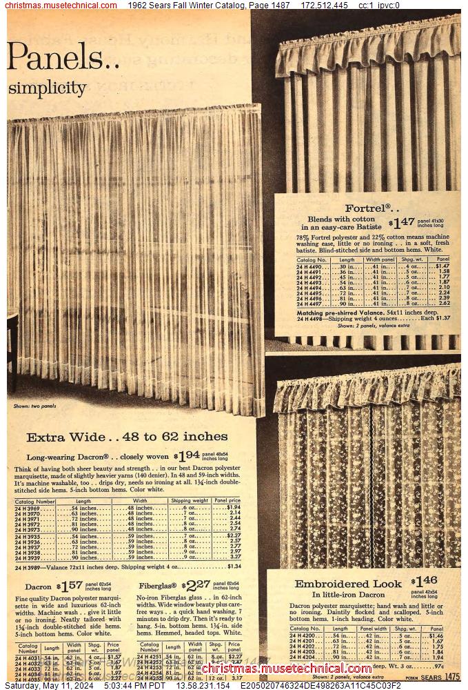 1962 Sears Fall Winter Catalog, Page 1487