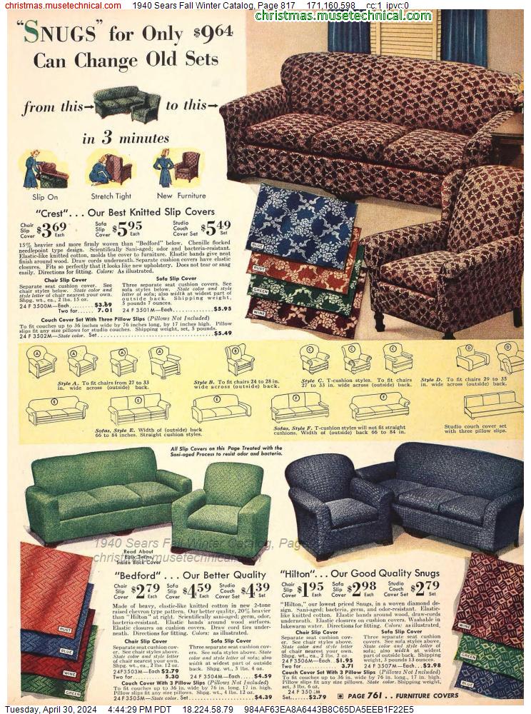 1940 Sears Fall Winter Catalog, Page 817