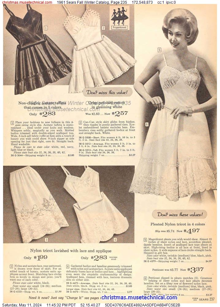 1961 Sears Fall Winter Catalog, Page 235