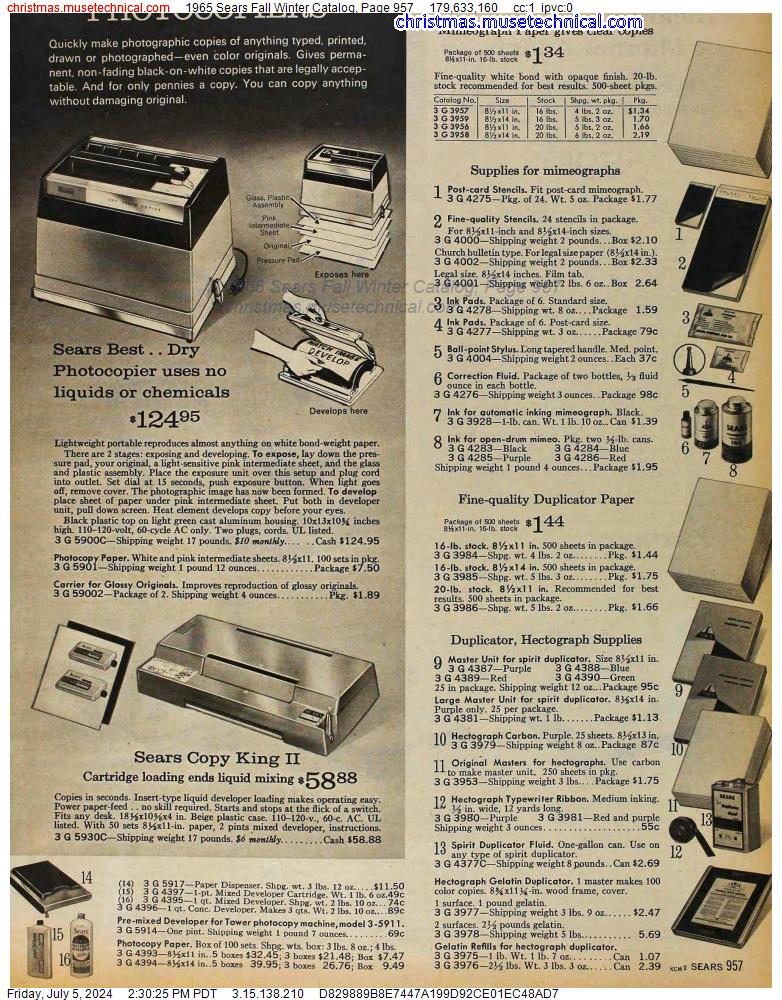 1965 Sears Fall Winter Catalog, Page 957
