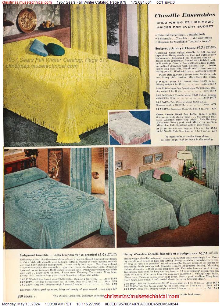 1957 Sears Fall Winter Catalog, Page 879
