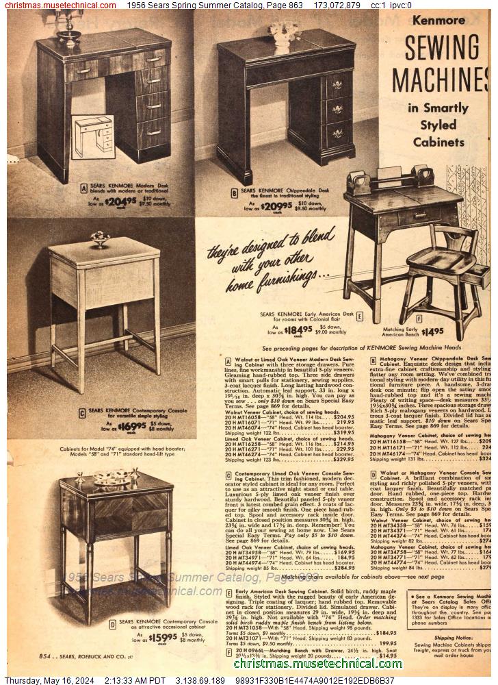 1956 Sears Spring Summer Catalog, Page 863
