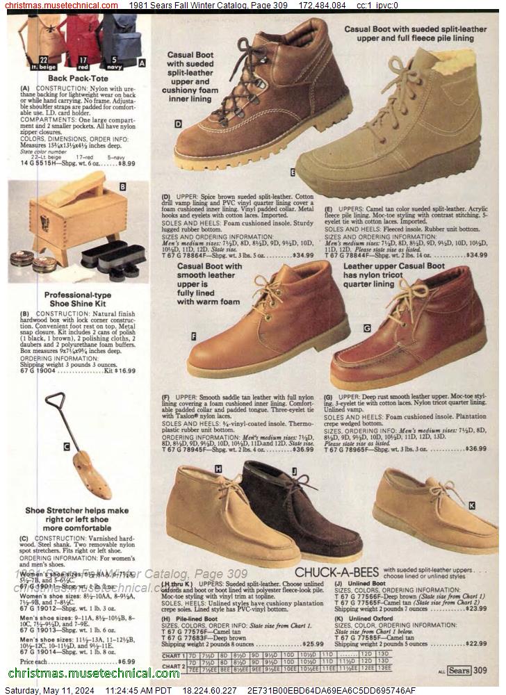 1981 Sears Fall Winter Catalog, Page 309
