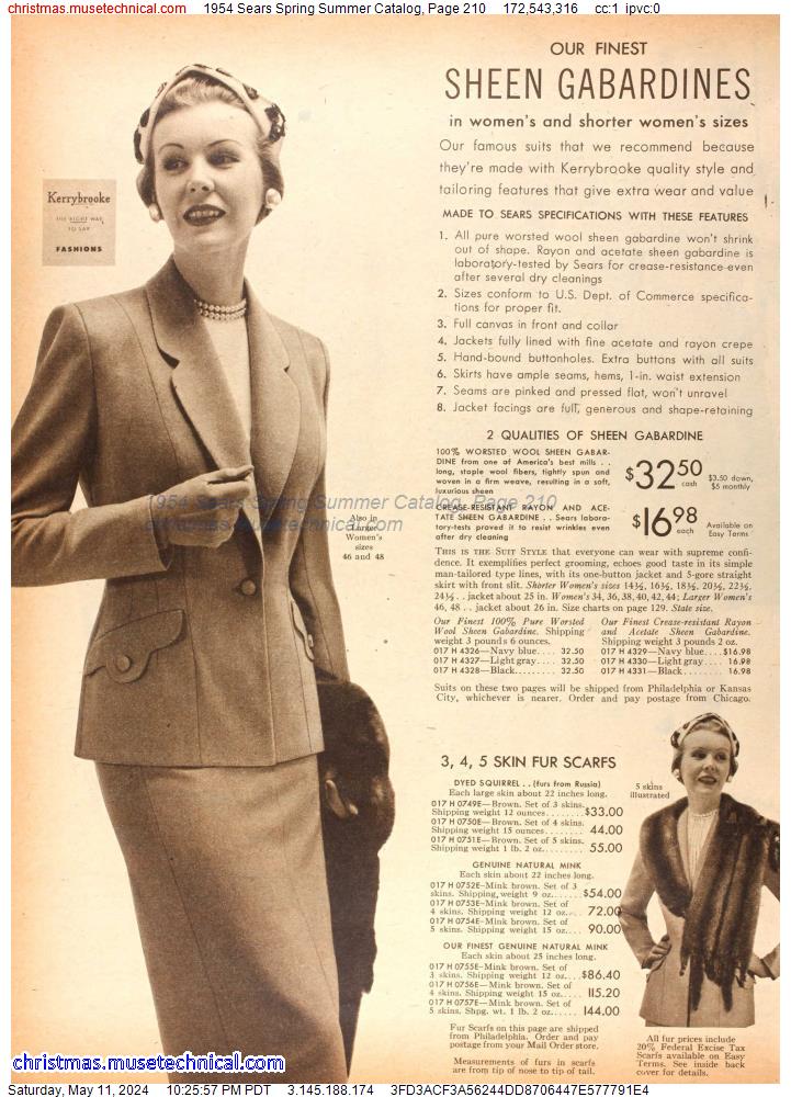 1954 Sears Spring Summer Catalog, Page 210