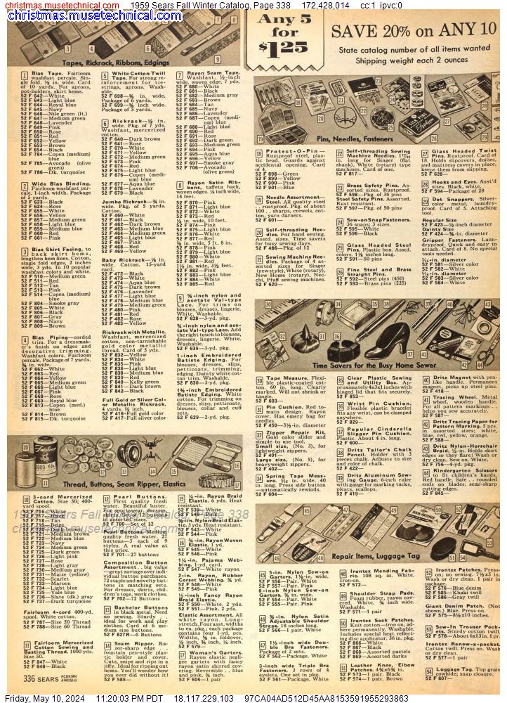 1959 Sears Fall Winter Catalog, Page 338
